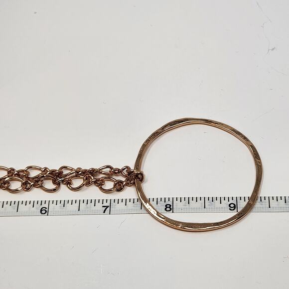 Express Rose Gold Tone Hammered Ring Pendant Chain Necklace Fashion Jewelry - Picture 5 of 5